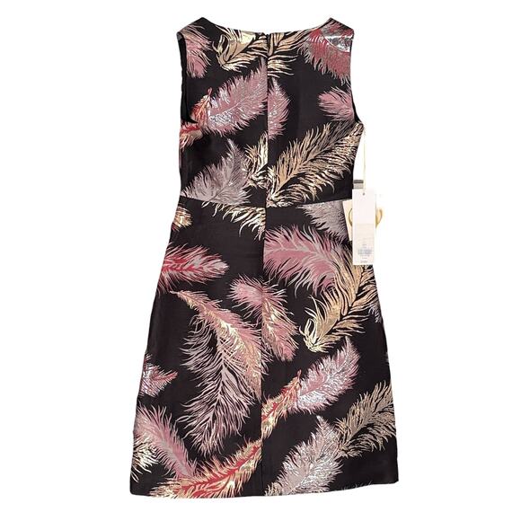 Etcetera Black Metallic Feather Print Gala Dress Size 0 - Picture 3 of 6